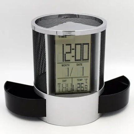 1891-LCD Table Clock + Pen Holder